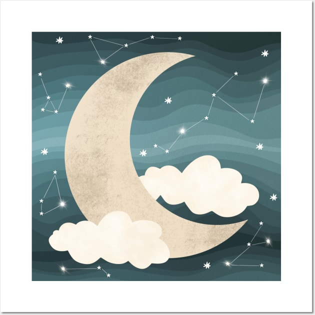 Crescent Moon Art Wall Art by DoodlyDays